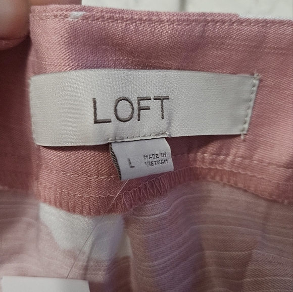 ANN TAYLOR LOFT Brushstroke Square Neck Swing Dress in pink/white. Size L NWT - Picture 14 of 15